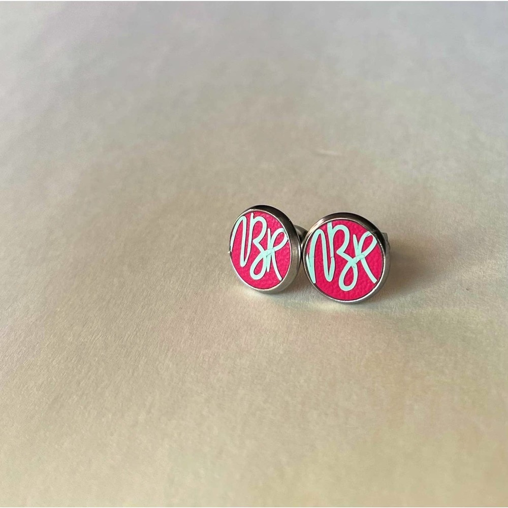 Faux leather druzy stud earrings